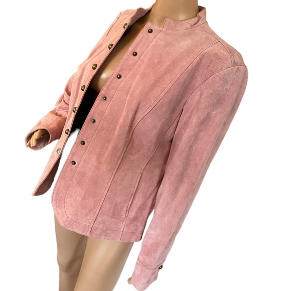 LIVE A LITTLE  | MAUVE PINK LEATHER JACKET  SZ L - Picture 4 of 16